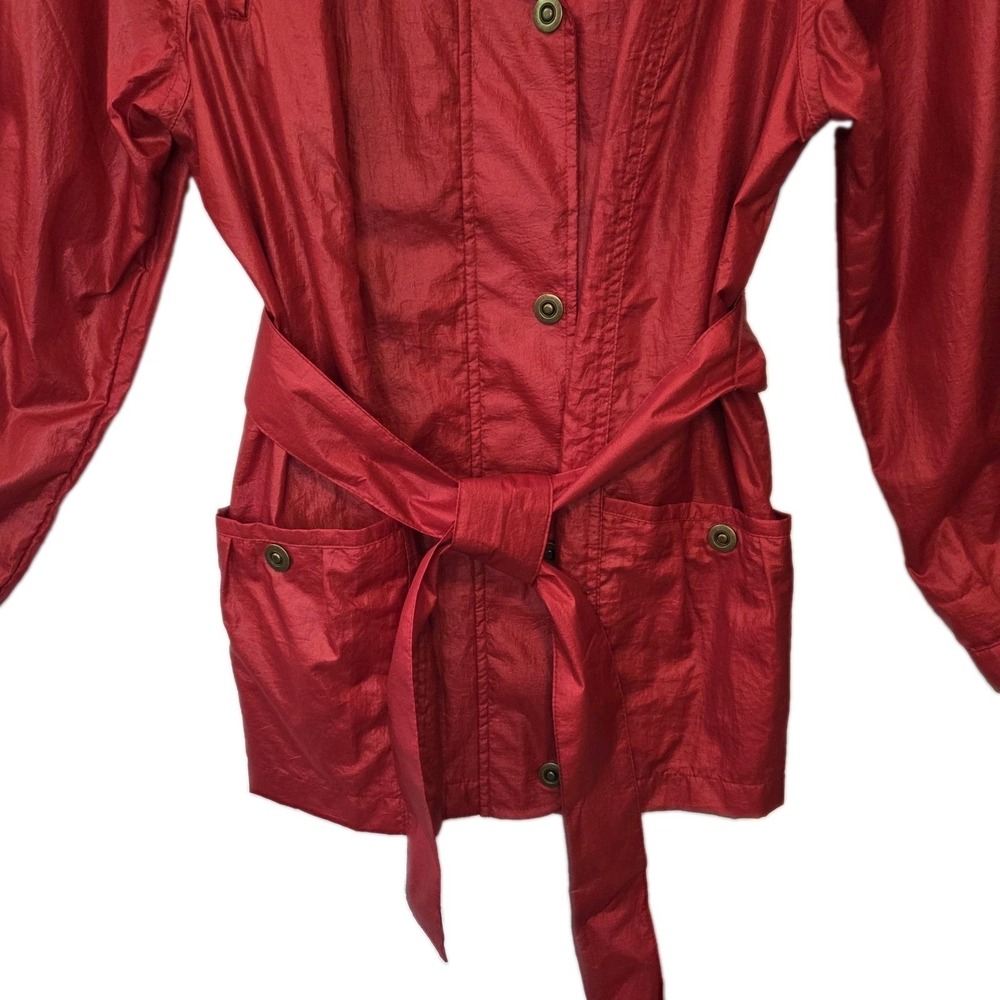 Zenergy by Chicos Lenora Womens Red Metallic Nylon Tie‎ Waist Jacket Size 2 L - Picture 2 of 13